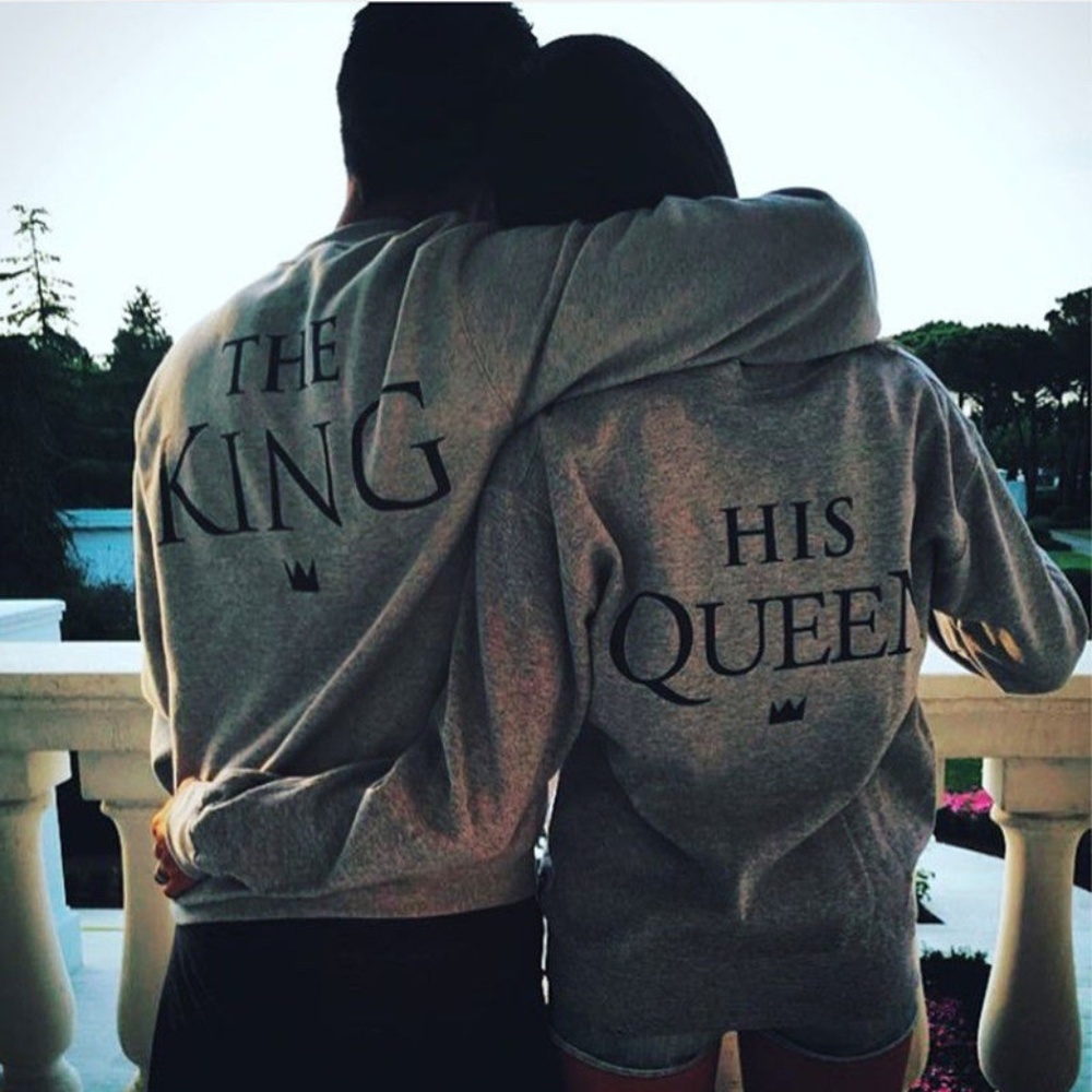 NWT Grey King and Queen Couple Matching Shirts Set
